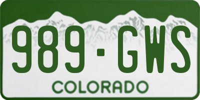 CO license plate 989GWS