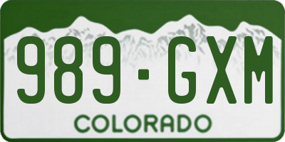 CO license plate 989GXM