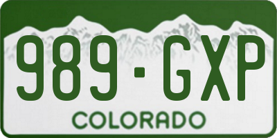 CO license plate 989GXP