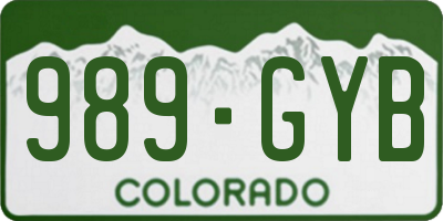 CO license plate 989GYB