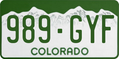 CO license plate 989GYF