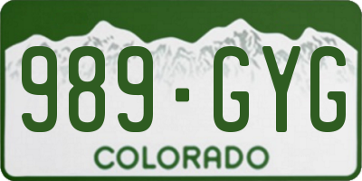 CO license plate 989GYG