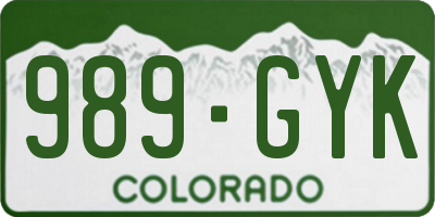 CO license plate 989GYK