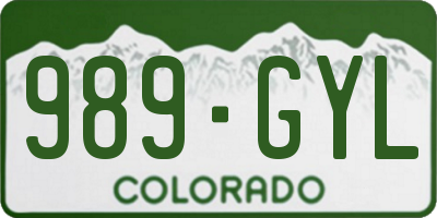 CO license plate 989GYL