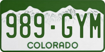 CO license plate 989GYM