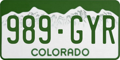 CO license plate 989GYR