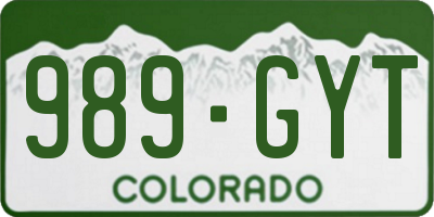 CO license plate 989GYT