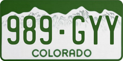 CO license plate 989GYY