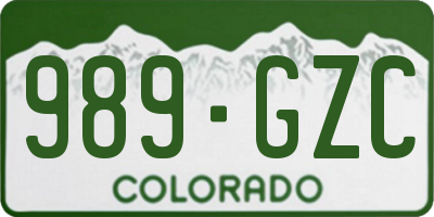 CO license plate 989GZC