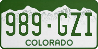 CO license plate 989GZI