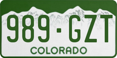 CO license plate 989GZT