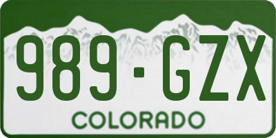 CO license plate 989GZX