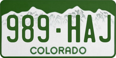CO license plate 989HAJ