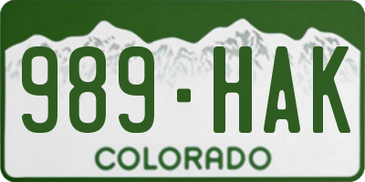 CO license plate 989HAK