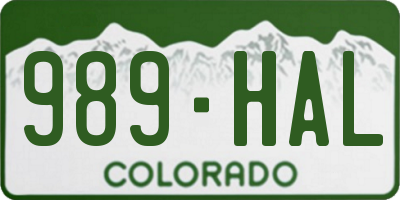 CO license plate 989HAL