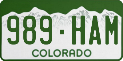 CO license plate 989HAM