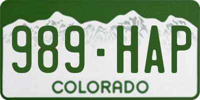 CO license plate 989HAP