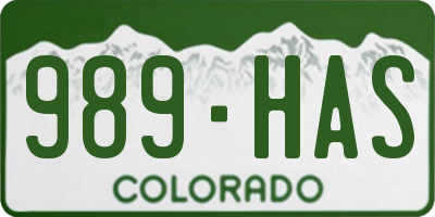 CO license plate 989HAS