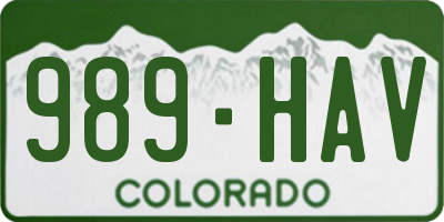 CO license plate 989HAV