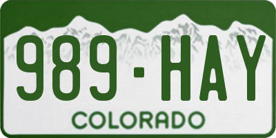 CO license plate 989HAY
