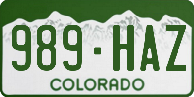 CO license plate 989HAZ