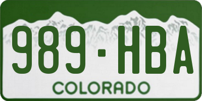 CO license plate 989HBA