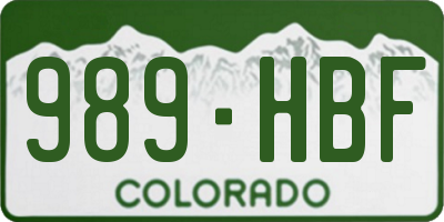CO license plate 989HBF