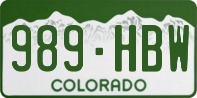 CO license plate 989HBW