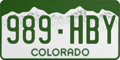 CO license plate 989HBY