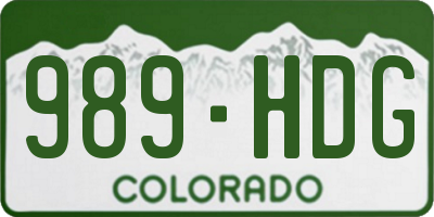 CO license plate 989HDG