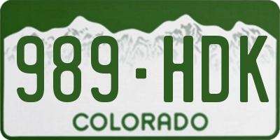 CO license plate 989HDK