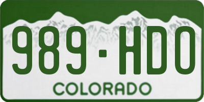 CO license plate 989HDO