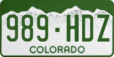 CO license plate 989HDZ