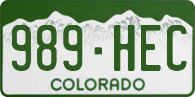 CO license plate 989HEC
