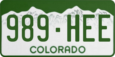 CO license plate 989HEE