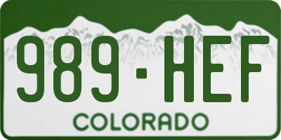 CO license plate 989HEF