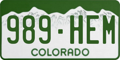 CO license plate 989HEM