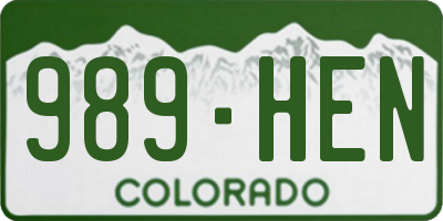 CO license plate 989HEN