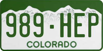 CO license plate 989HEP