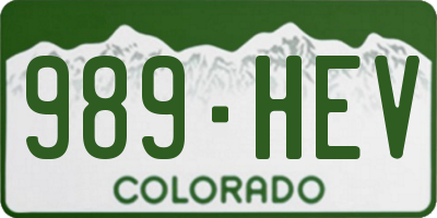 CO license plate 989HEV