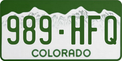 CO license plate 989HFQ