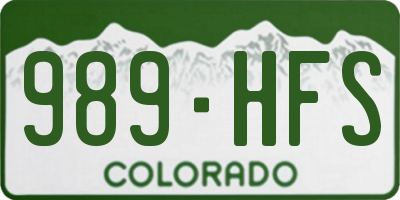 CO license plate 989HFS