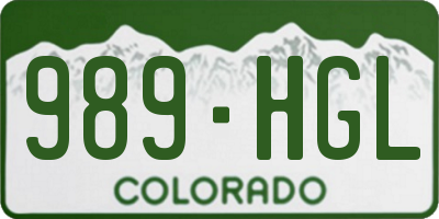 CO license plate 989HGL