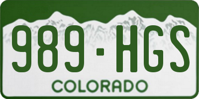 CO license plate 989HGS