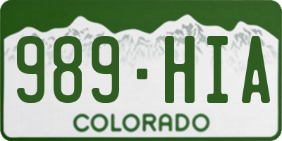 CO license plate 989HIA
