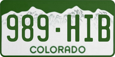 CO license plate 989HIB