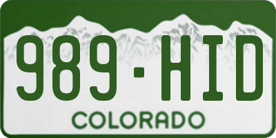 CO license plate 989HID