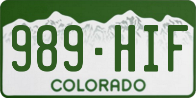 CO license plate 989HIF