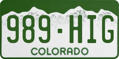 CO license plate 989HIG