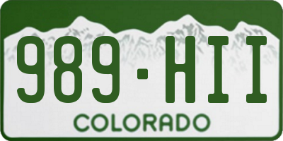 CO license plate 989HII